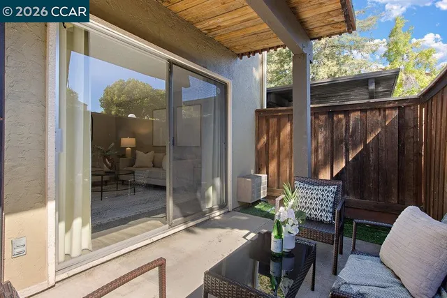 a outdoor living space with furniture