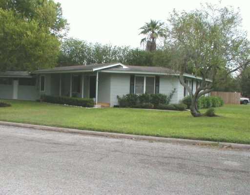 a view of a house with a yard and potted plants