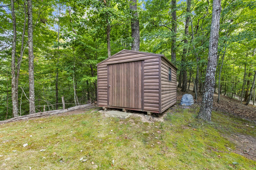16 Enchanting Circle Morganton, GA 30560 - Photo 41 of 57 a view of a backyard with a small cabin