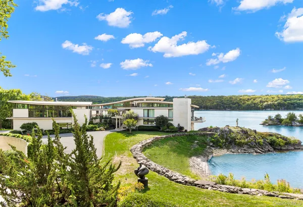 a view of a lake with houses