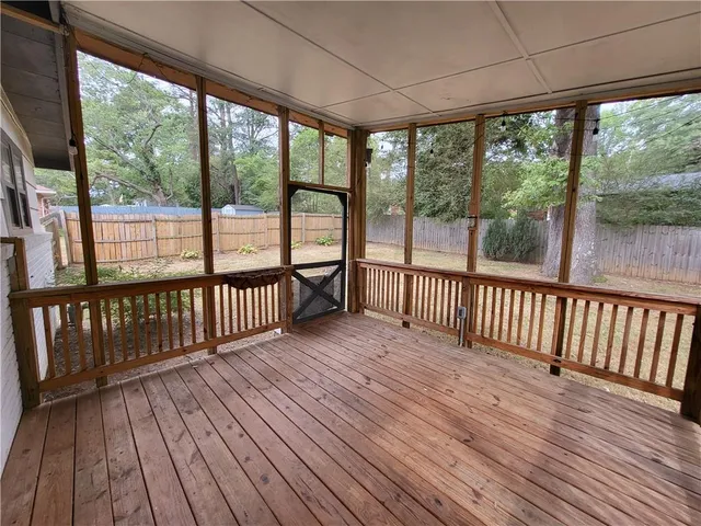 a view of a wooden deck