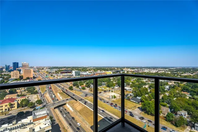 a city view from a balcony
