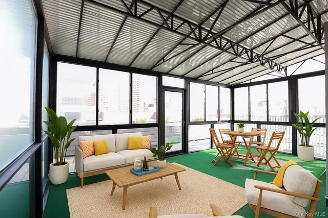 a view of a glass door