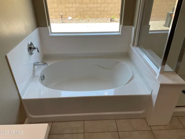 a bathroom with a bathtub