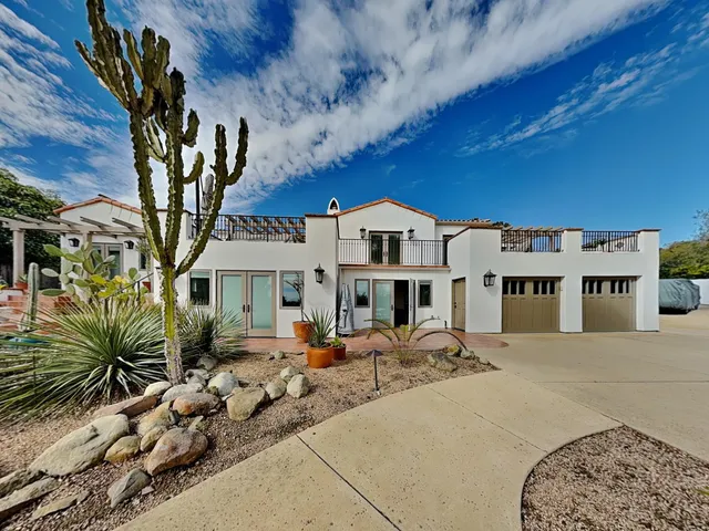 a view of a house with a patio