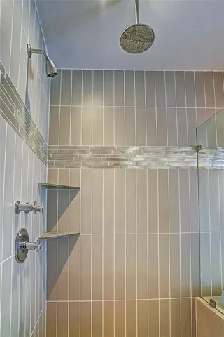 a view of a small space with a fan