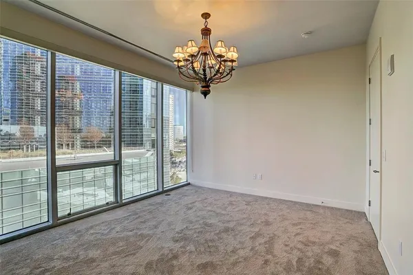 a view of a small space with a fan