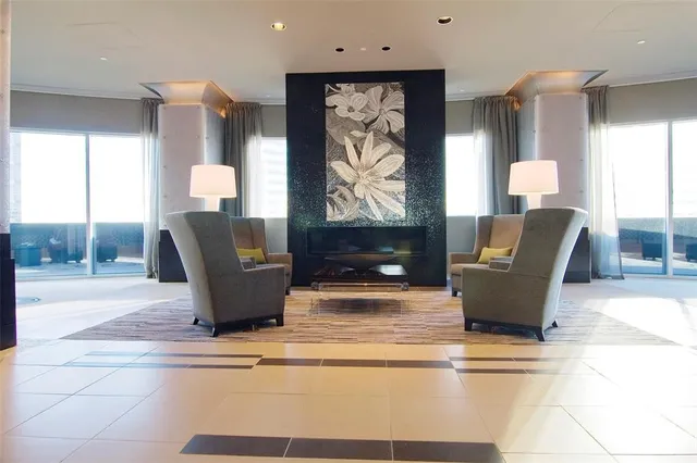 a living room with furniture