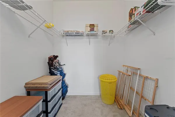 a view of storage and utility room with racks on the wall