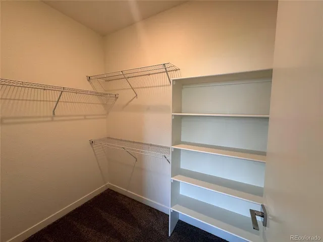 a view of an empty walk in closet