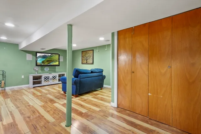 a view of a hallway with a window