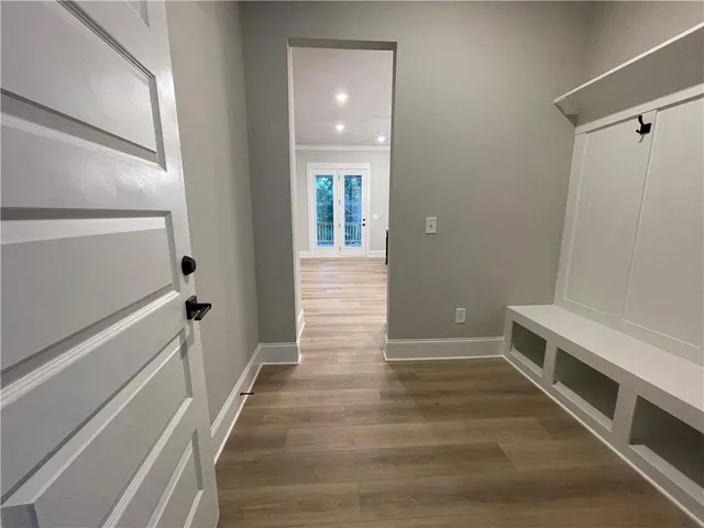 a view of an empty walk in closet