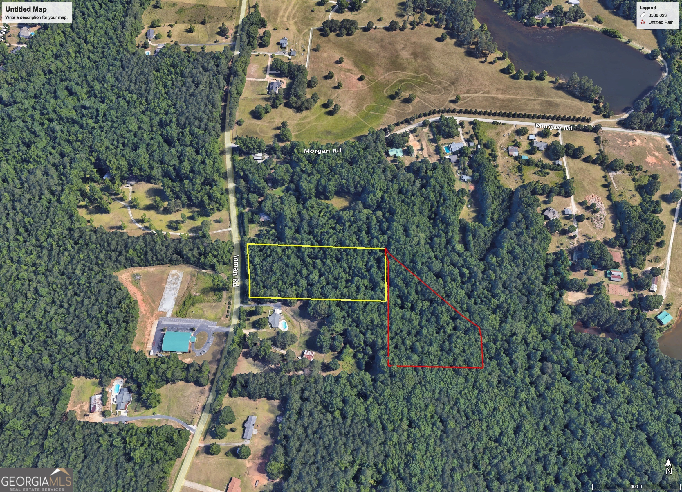 0 Btwn 448 & 474 Inman Road Fayetteville, GA 30215 - Photo 1 of 1 an aerial view of a house with a yard