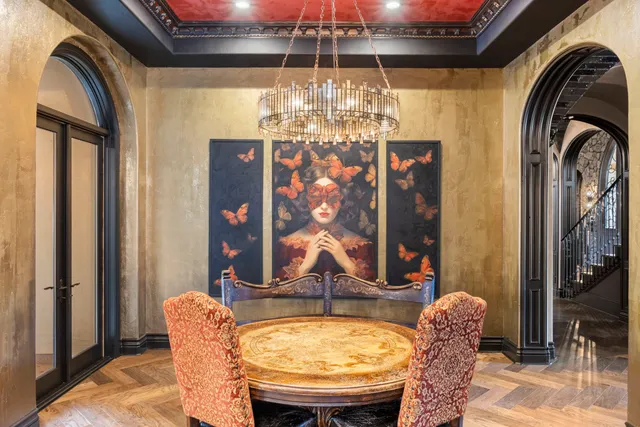 a view of a swimming pool with a patio