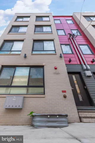 a view of a building with windows