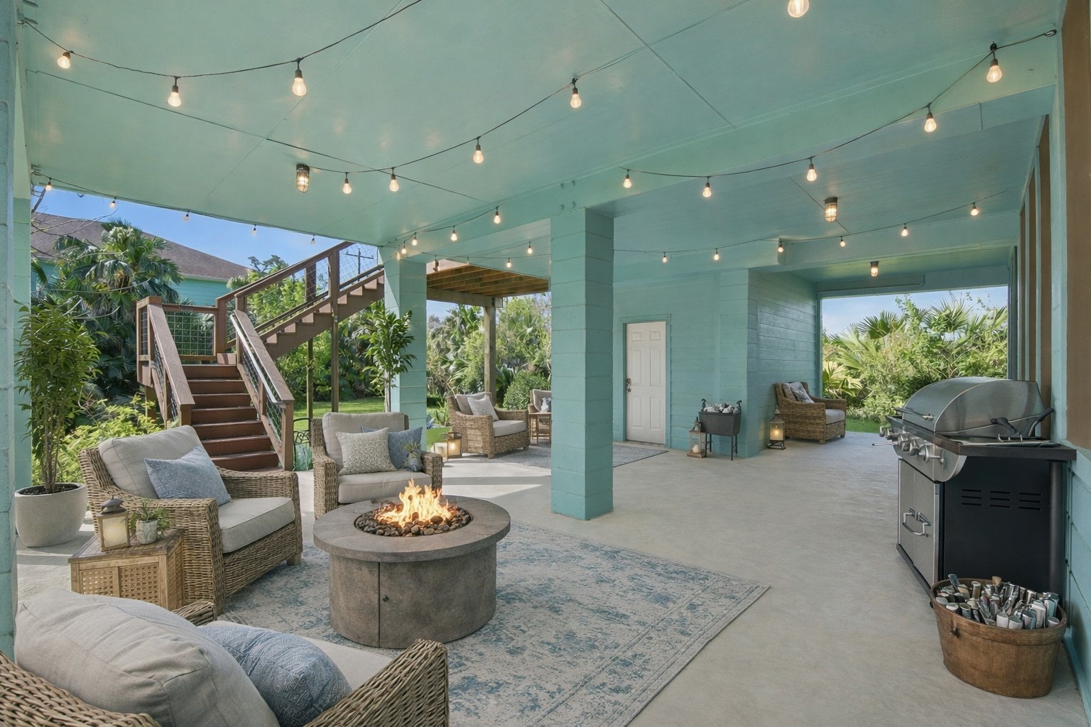 180 Grove Road Kemah, TX 77565 - Photo 26 of 30 Downstairs is another great outdoor livign space great for entertaining.
