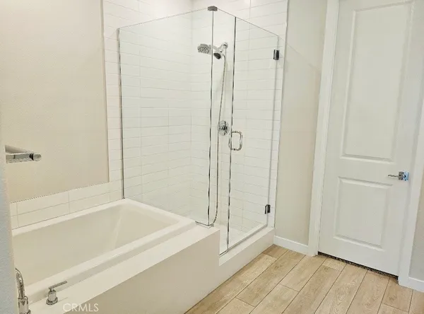 a bathroom with a bathtub