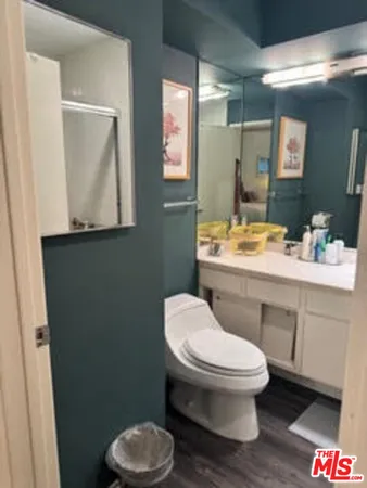 a bathroom with a sink a vanity and shower