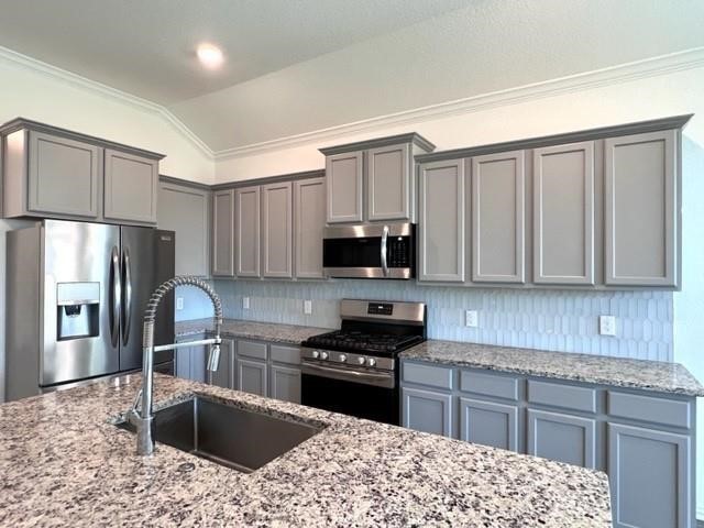 4826 Albany Ridge Lane Rosharon, TX 77583 - Photo 15 of 37 a kitchen with stainless steel appliances granite countertop a refrigerator sink and stove