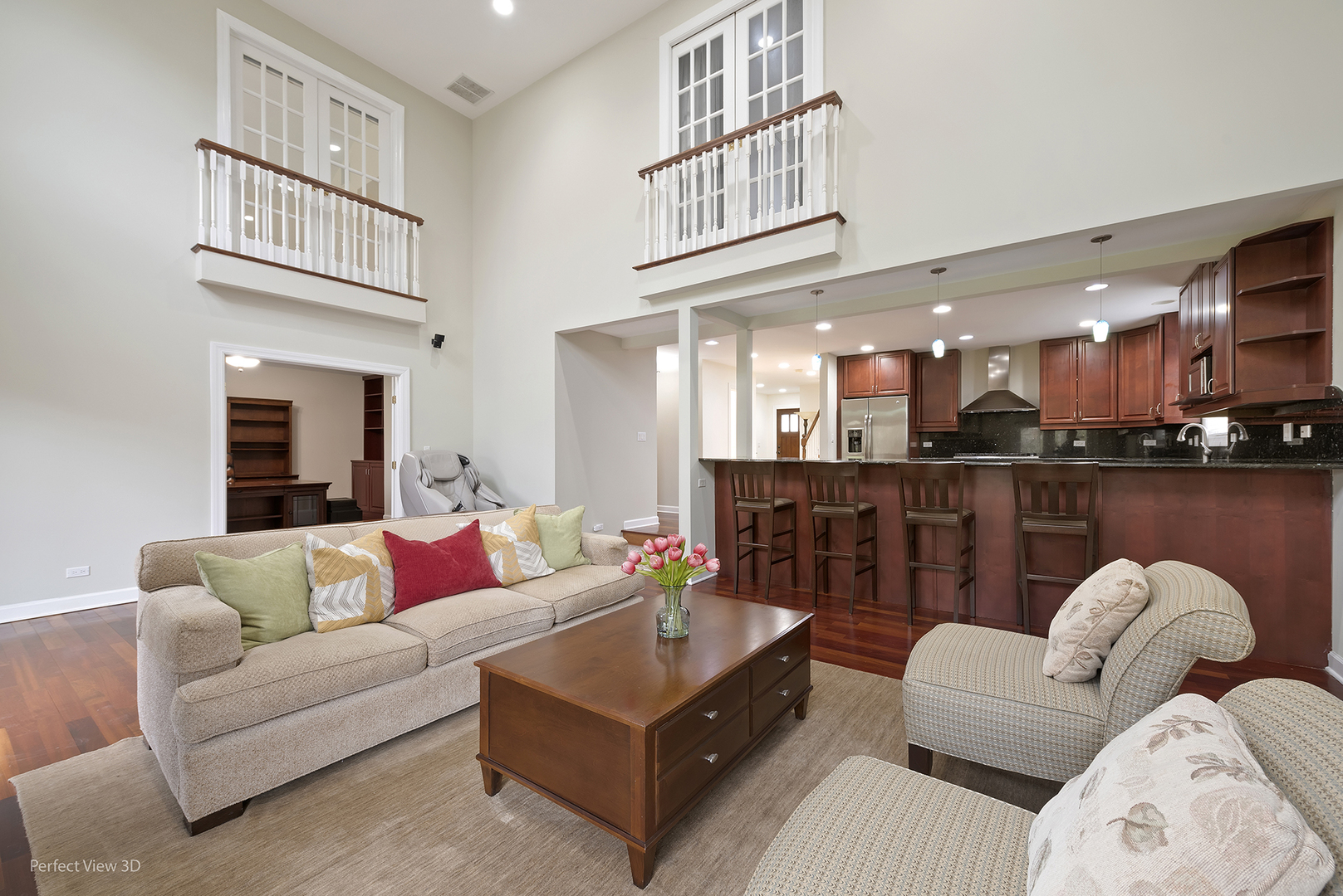 3070 Koepke Road Northbrook, IL 60062 - Photo 14 of 27 a living room with furniture a kitchen view and a chandelier