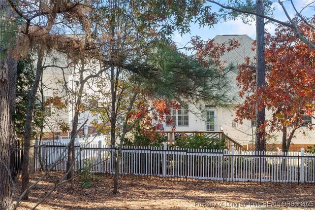 a view of a wrought iron fence