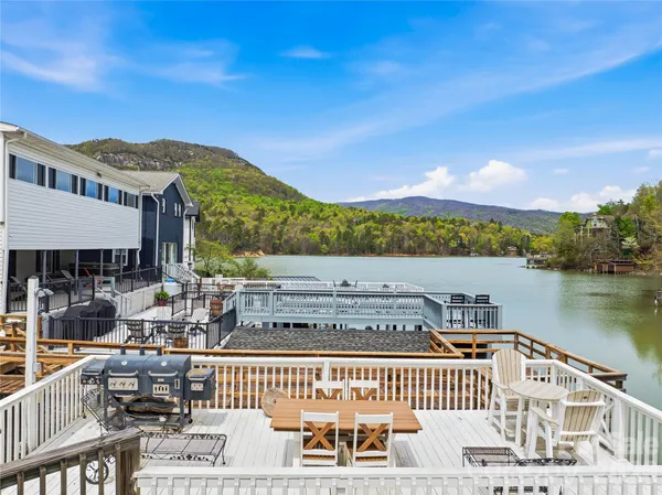 a view of a terrace with furniture and a table