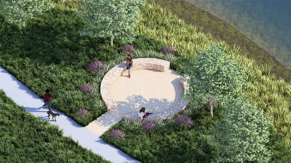 an aerial view of a house with outdoor space
