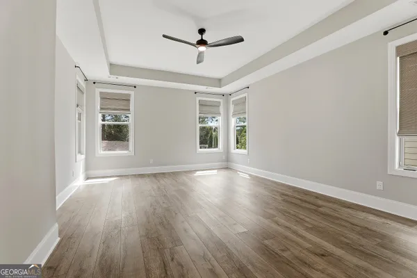 a view of a room with racks on the wall