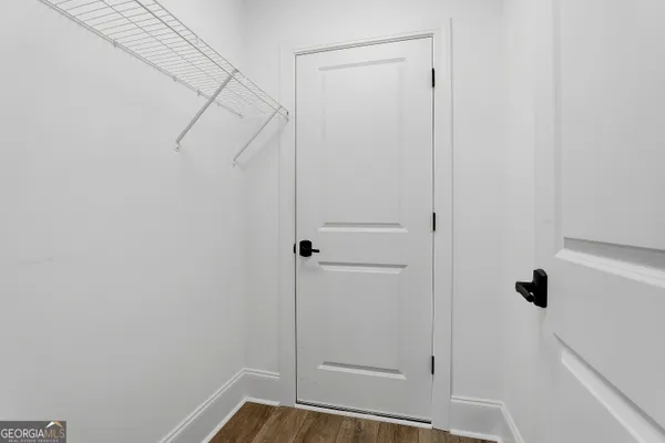 front view of a building with a patio