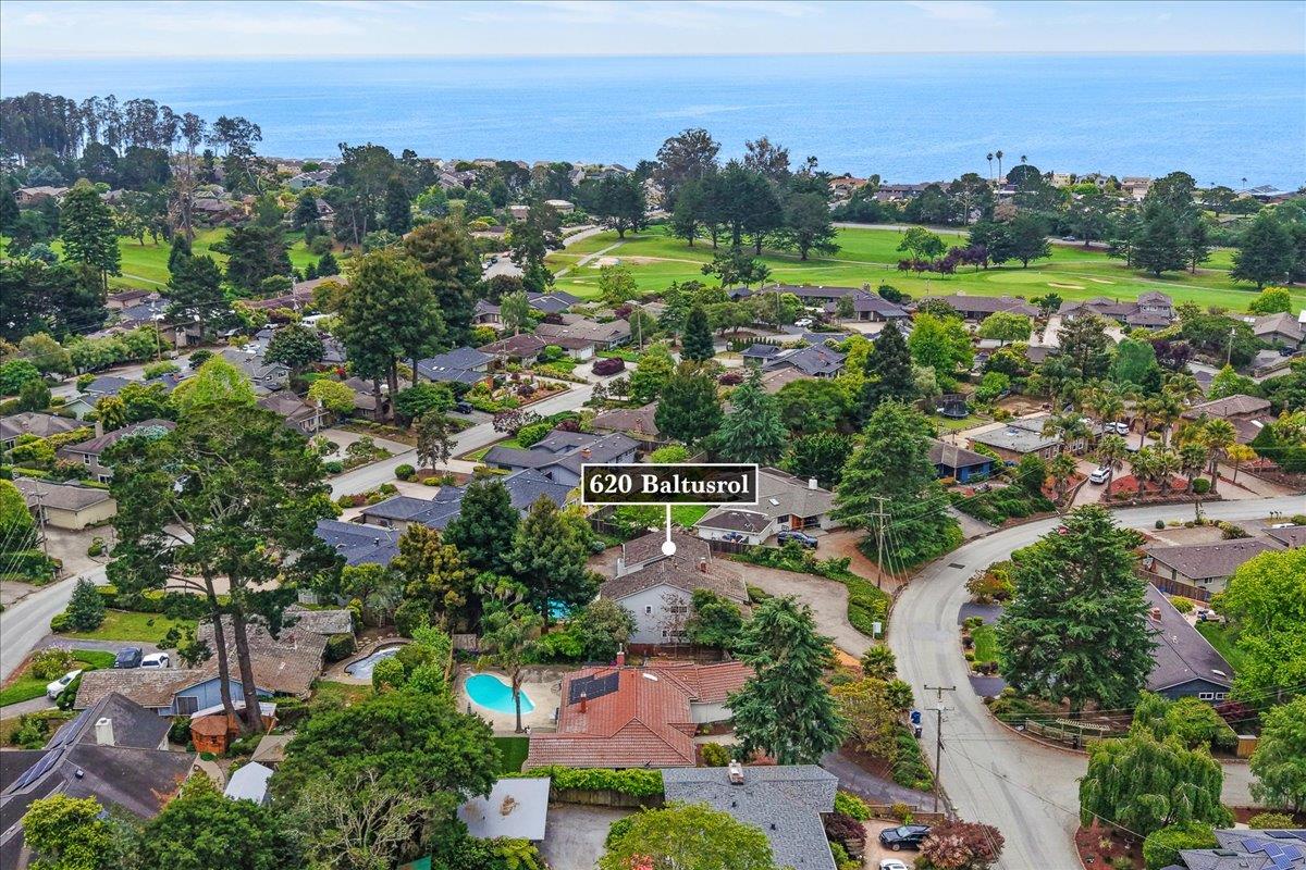 620 Baltusrol Drive Aptos, CA 95003 - Photo 35 of 39 an aerial view of a city with lots of residential buildings and mountain view in back