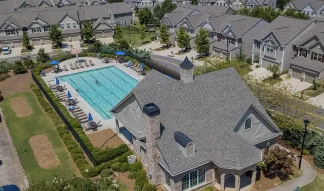 an aerial view of a house