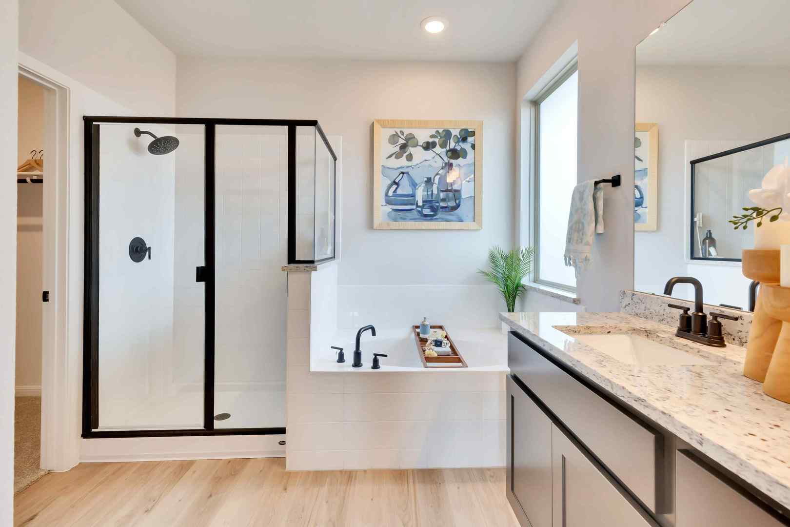 1205 Lavender Way Georgetown, TX 78628 - Photo 11 of 14 Luxurious bathing quarters feature a spacious walk-in shower and a deep soaking tub, perfect for unwinding.