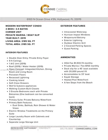 $1,899,000 | 6100 North Ocean Drive, Unit 3N, Hollywood, FL 33019