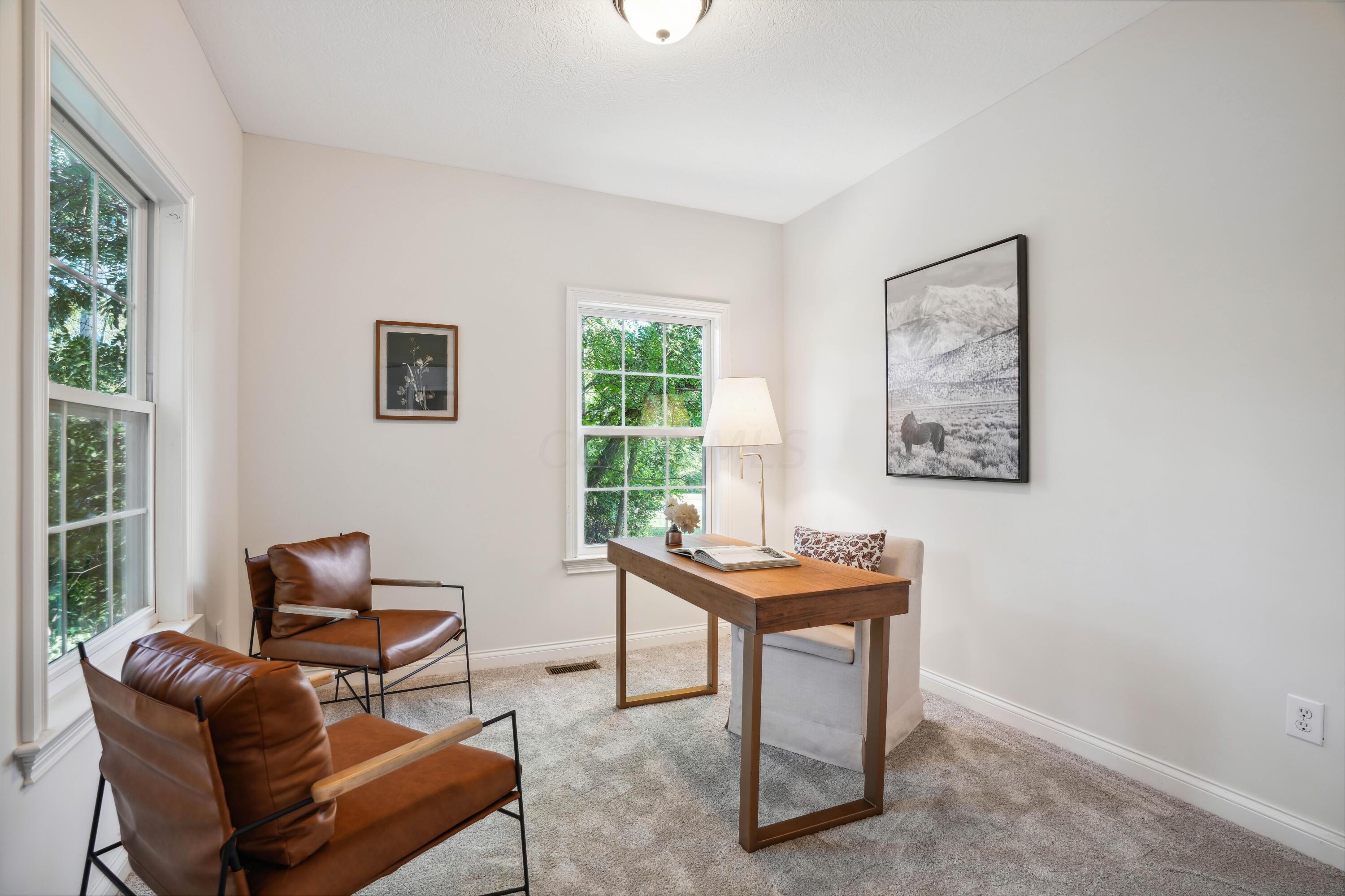 10403 Liberty Road Powell, OH 43065 - Photo 34 of 76 1st Floor Office/Den with French Doors, leading to views of the trees and pond!