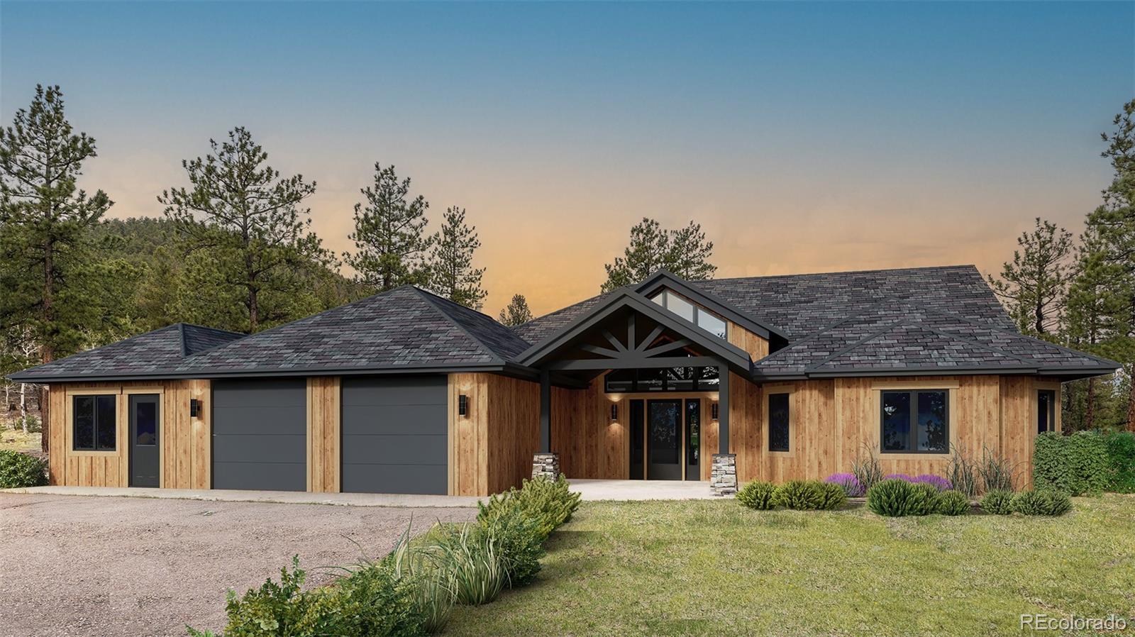 3763 County Road 43 Bailey, CO 80421 - Photo 20 of 40 a front view of a house with garden