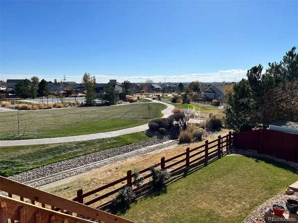 a view of a bench in front of building