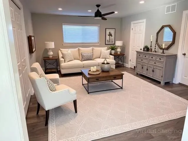 a living room with furniture