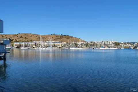 a view of a lake with houses