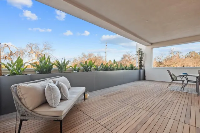 a outdoor view with a sitting space