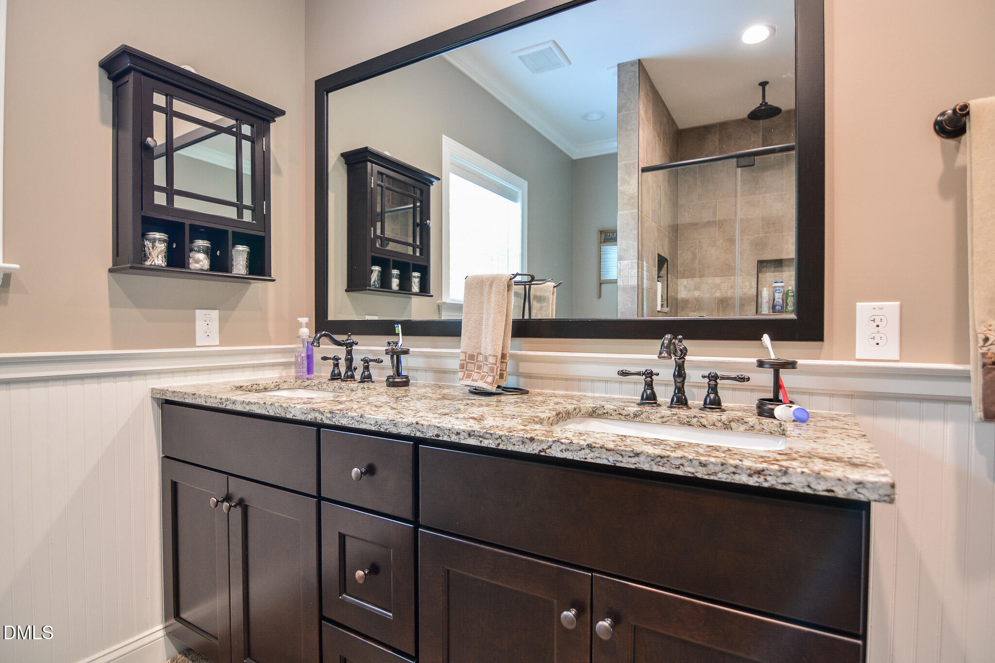 394 King Road Castalia, NC 27816 - Photo 30 of 100 a bathroom with a granite countertop sink and a mirror