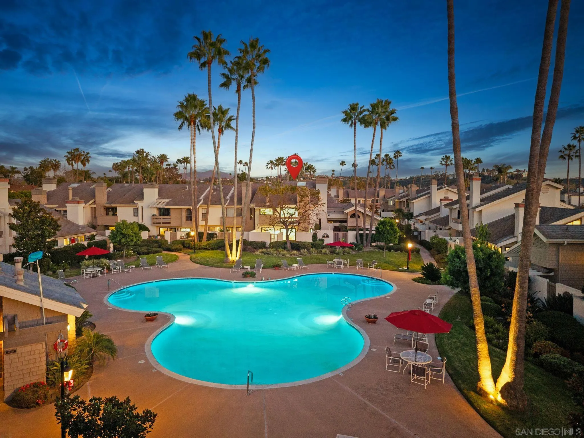 16048 Via Viajera Rancho Santa Fe, CA 92091 - Photo 40 of 46 an aerial view of a swimming pool with outdoor seating