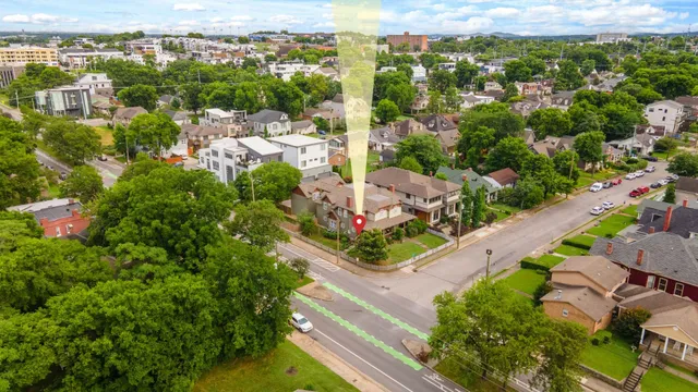 a view of a swimming pool with an outdoor space