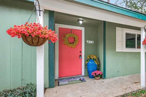 a view of a two chairs in patio