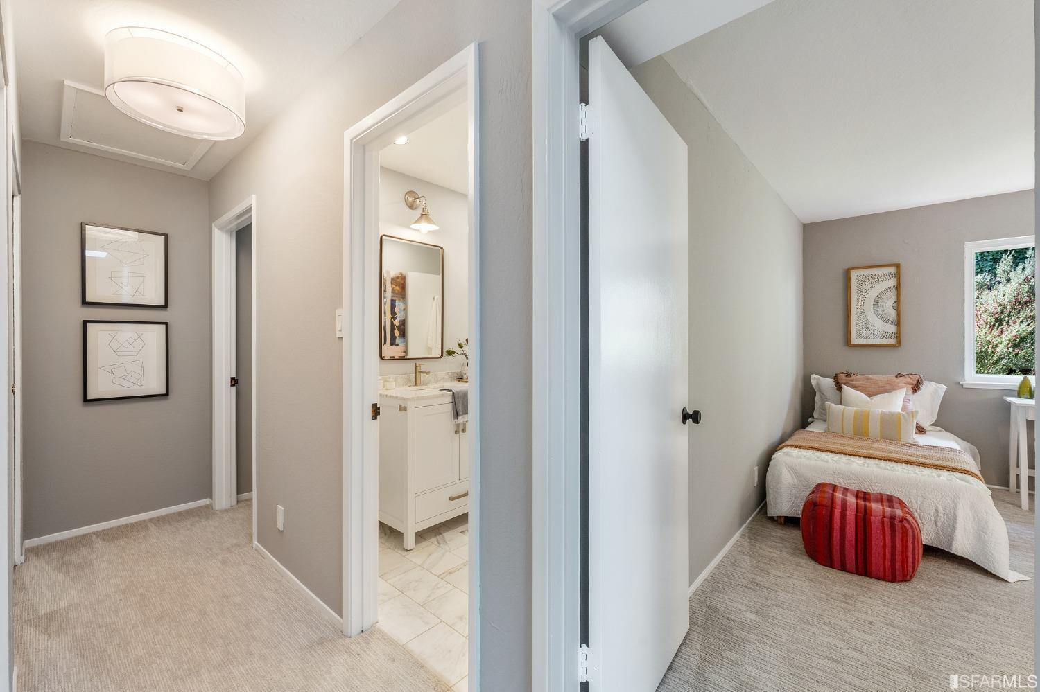 47 Malta Drive San Francisco, CA 94131 - Photo 25 of 40 a bedroom with a bed and a lamp