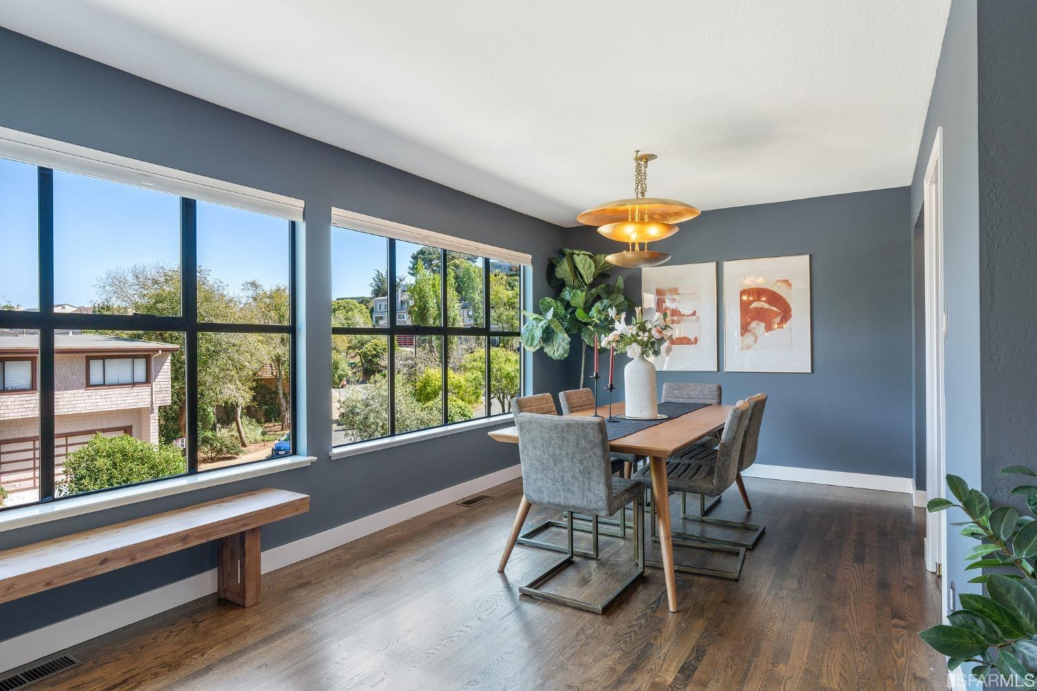 47 Malta Drive San Francisco, CA 94131 - Photo 8 of 40 a dining room with furniture a chandelier and wooden floor