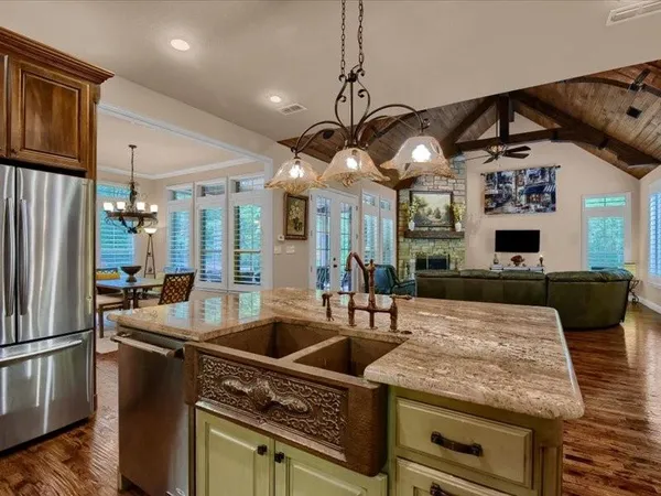 a view of a backyard with trees