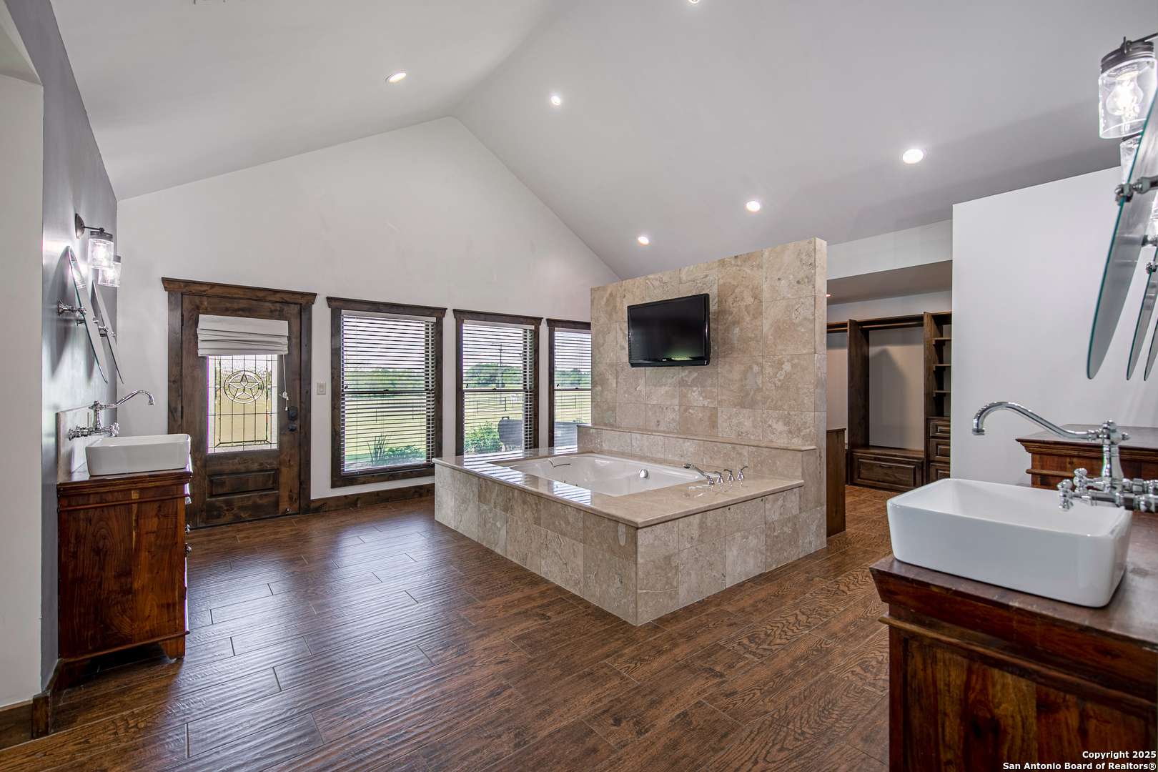 9560 Old Colony Line Road Dale, TX 78616 - Photo 15 of 41 a living room with stainless steel appliances furniture large window and wooden floor