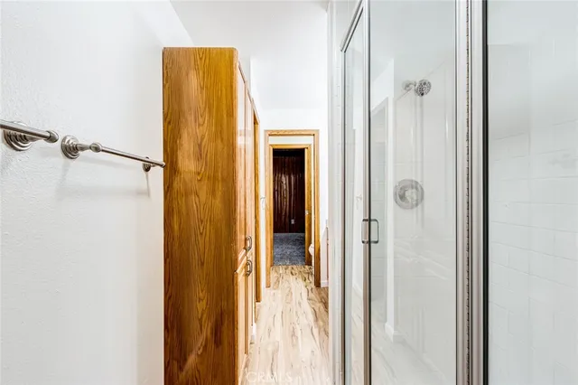 a view of a bathroom from a bathroom