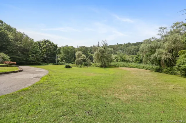 a view of a big yard with large trees