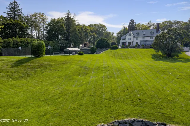 a swimming pool with some trees